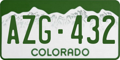 CO license plate AZG432