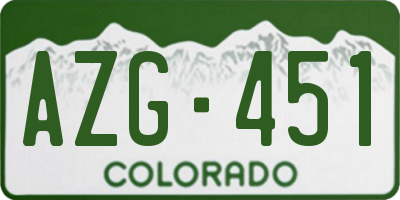 CO license plate AZG451