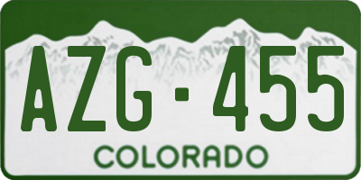 CO license plate AZG455