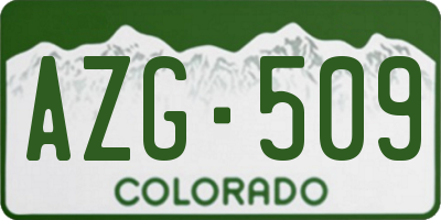 CO license plate AZG509