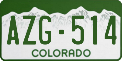 CO license plate AZG514