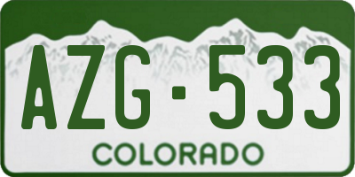 CO license plate AZG533