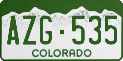 CO license plate AZG535