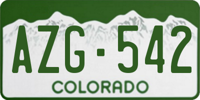 CO license plate AZG542