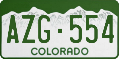 CO license plate AZG554