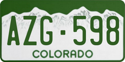 CO license plate AZG598