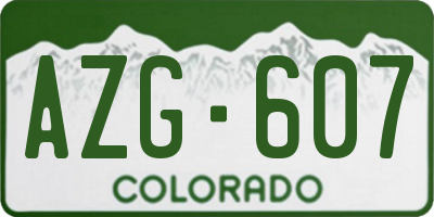 CO license plate AZG607