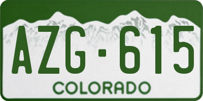 CO license plate AZG615