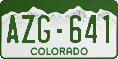 CO license plate AZG641