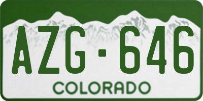 CO license plate AZG646