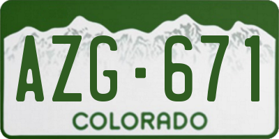 CO license plate AZG671
