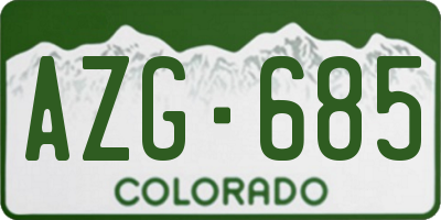 CO license plate AZG685