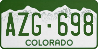 CO license plate AZG698