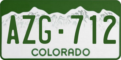 CO license plate AZG712