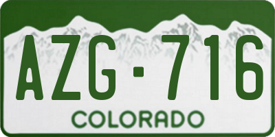 CO license plate AZG716