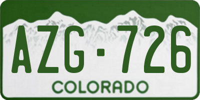 CO license plate AZG726