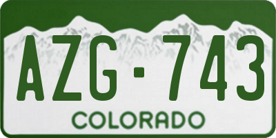 CO license plate AZG743