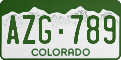 CO license plate AZG789