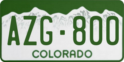 CO license plate AZG800