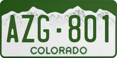 CO license plate AZG801