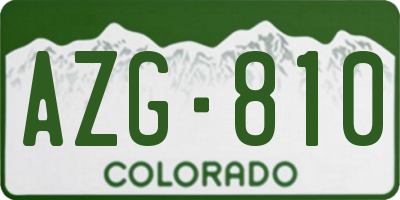 CO license plate AZG810