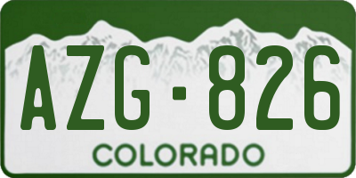CO license plate AZG826