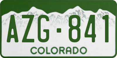 CO license plate AZG841