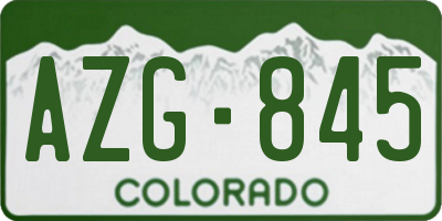 CO license plate AZG845