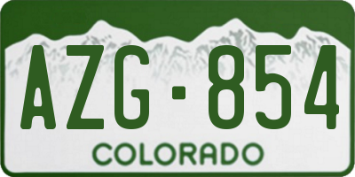 CO license plate AZG854