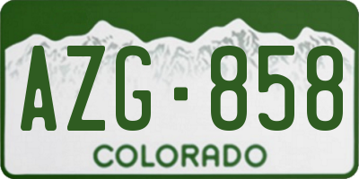 CO license plate AZG858