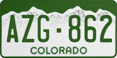 CO license plate AZG862