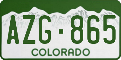 CO license plate AZG865
