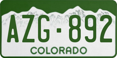 CO license plate AZG892
