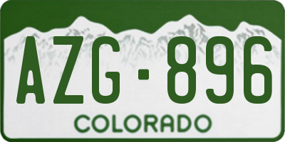 CO license plate AZG896