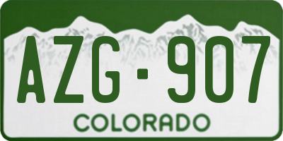 CO license plate AZG907