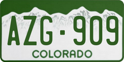 CO license plate AZG909
