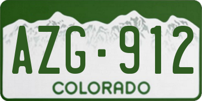 CO license plate AZG912