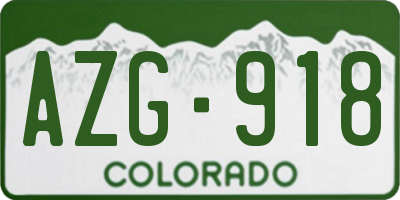 CO license plate AZG918