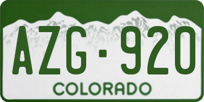 CO license plate AZG920