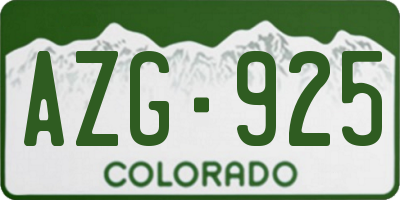 CO license plate AZG925