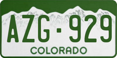 CO license plate AZG929