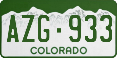 CO license plate AZG933