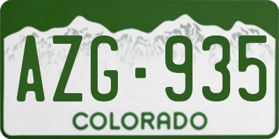 CO license plate AZG935