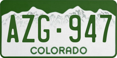 CO license plate AZG947