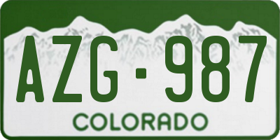 CO license plate AZG987