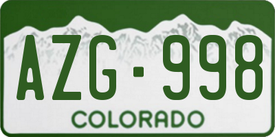 CO license plate AZG998
