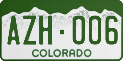 CO license plate AZH006