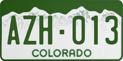 CO license plate AZH013