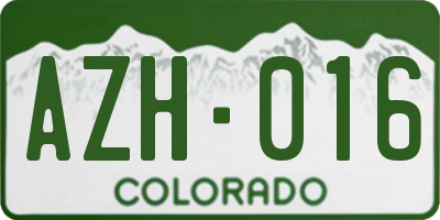 CO license plate AZH016