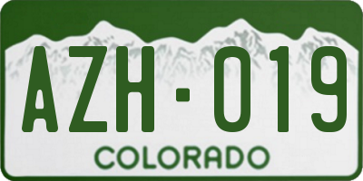CO license plate AZH019